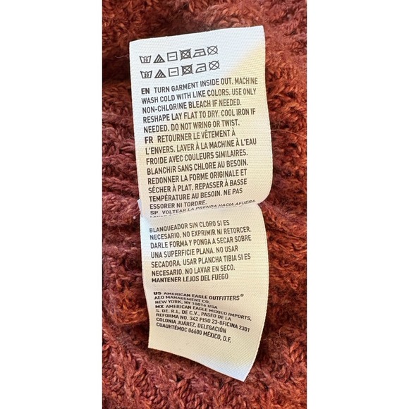 American Eagle Womens Rust Wool Blend Knit Sweater XS Vneck Cozy Slouchy Cottage - Picture 6 of 9